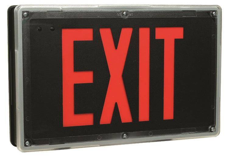 AC Only LED Exit, Universal, Green Letters, Aluminum Stencil / Black Housing, Smart Charger